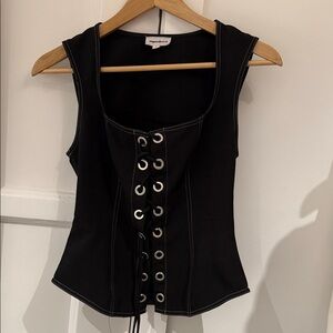 Superdown Black Lace-Up Women Top from Revolve